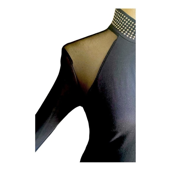 WINDSOR-STUDDED COLLAR BLACK BODYCON DRESS-SIZE SMALL - Picture 6 of 10